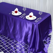 Purple Satin Rectangular Tablecloth 90 x 132 in