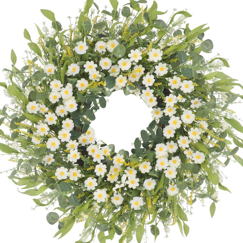 White daisy summer wreath22inch artificial