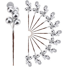 10pcs Gold Silver Red Artificial Holly Berries Picks