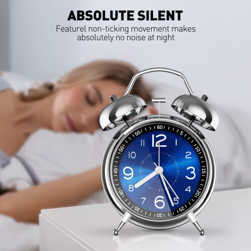 Retro Twin-Bell Alarm Clock with Backlight 2