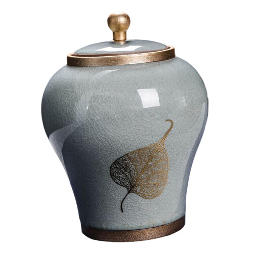 Ceramic Ginger Jar with Lid – Grey Decorative Storage Vase 2