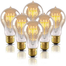 A19 Edison Bulbs Amber Warm Glow Dimmable E26 6 Pack
