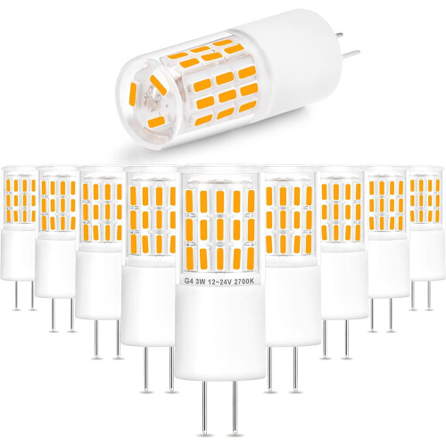G4 LED Bulb 3W Warm White 2700K 12–24V 10-Pack