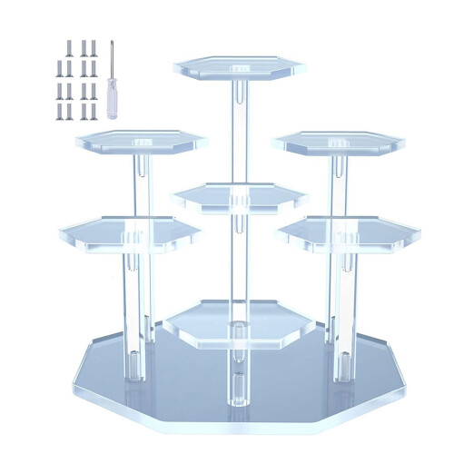Acrylic Display Risers Hexagonal Set 5-Piece