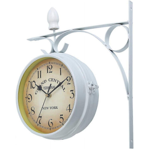 Double-Sided Garden Wall Clock White