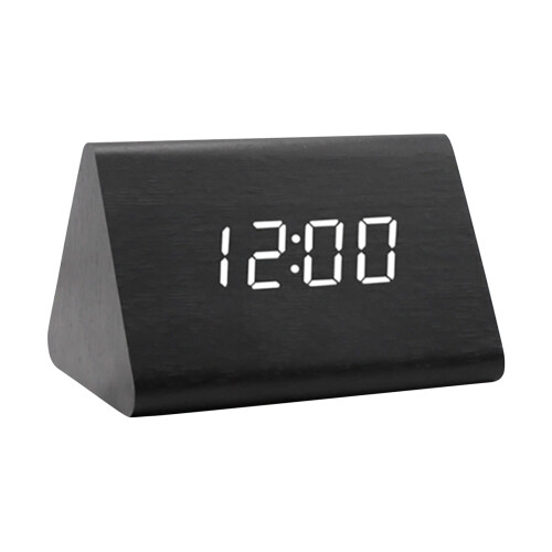Wooden LED Digital Alarm Clock with Voice Control