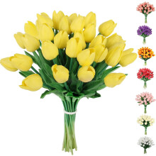 30pcs Real-Touch Artificial Tulips Lavender Purple 34cm