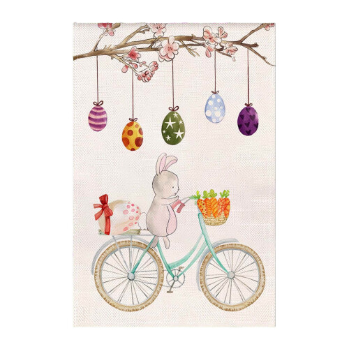 Easter Garden Flag 12x18in Rabbit & Eggs Design