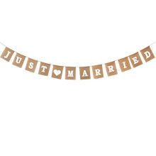 JUST MARRIED Burlap Wedding Banner 4m