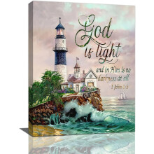 Lighthouse Country House Canvas Wall Art 16x12 in