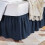 Ruffled Bed Skirt Queen 16" Drop Navy Polyester 1