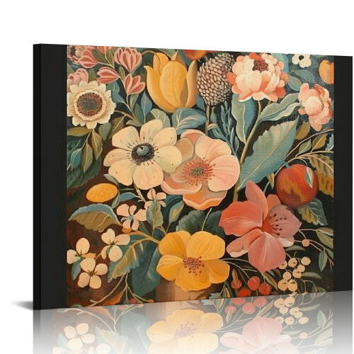 Boho Floral Wall Art Print 20x16in