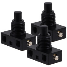 OUNONA Black Push Button Switch - 3 Pack, Self-Resetting,