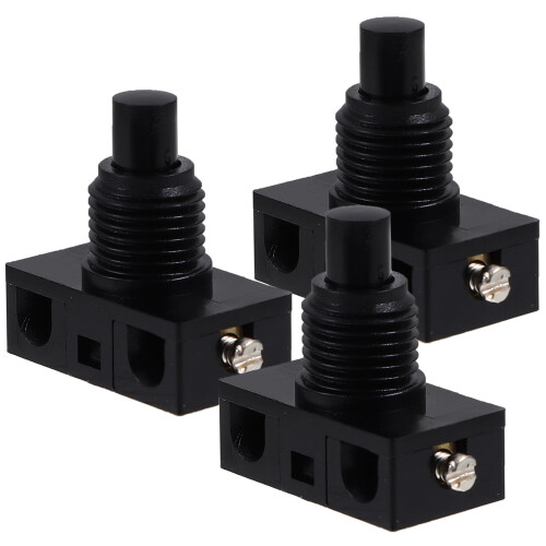 OUNONA Black Push Button Switch - 3 Pack, Self-Resetting,