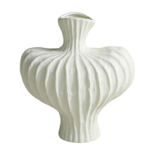 9 Inch White Plastic Glazed Vase