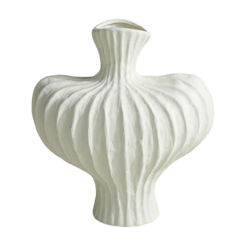 9 Inch White Plastic Glazed Vase