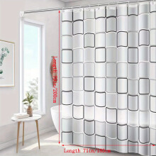 Geometric Shower Curtain White with Hooks