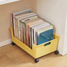Rolling Storage Box Yellow PP 38x28.5x15cm