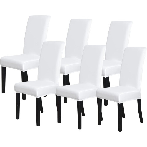 Stretch Dining Chair Covers Set of 6 – White, Machine