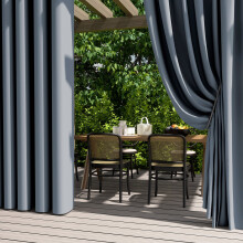 Waterproof Patio Curtain 52x84in Eyelet Greyish Blue