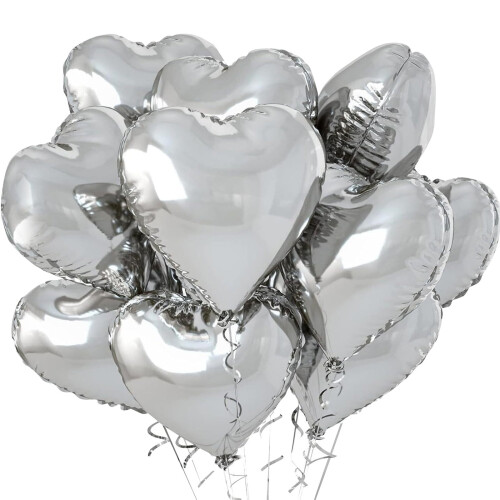 10-Pack 18 Inch Heart Foil Balloons 1