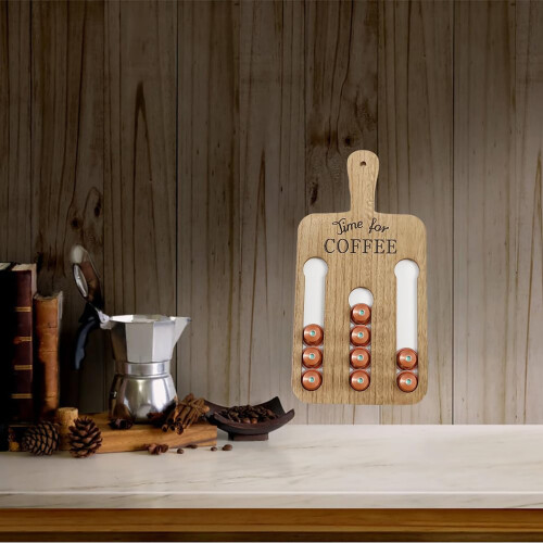 Support mural rectangulaire en bois pour dosettes de café (24 dosettes) 2