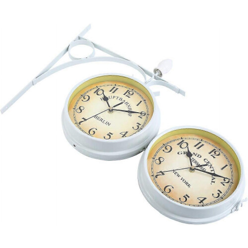 Double-Sided Garden Wall Clock White 1