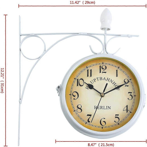 Double-Sided Garden Wall Clock White 2
