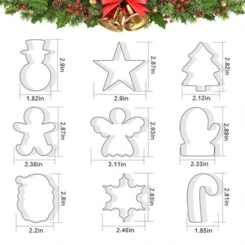 Weihnachtsplätzchenausstecher-Set, 9-teilig, Edelstahl 2