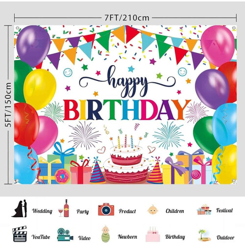 5x3 ft Rainbow Birthday Banner for Kids 2