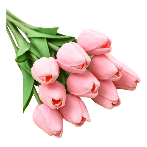 10pcs Realistic Artificial Tulips 34cm Light Pink 1