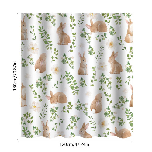 Easter Bunny Shower Curtain 120x180 cm Polyester with 12 2