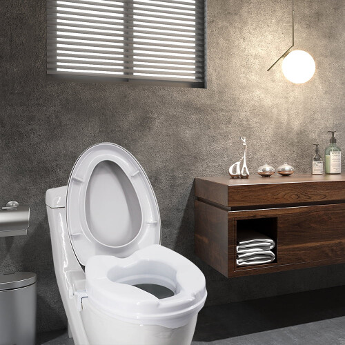 Sedile rialzato per WC con coperchio, 10 cm, bianco 2