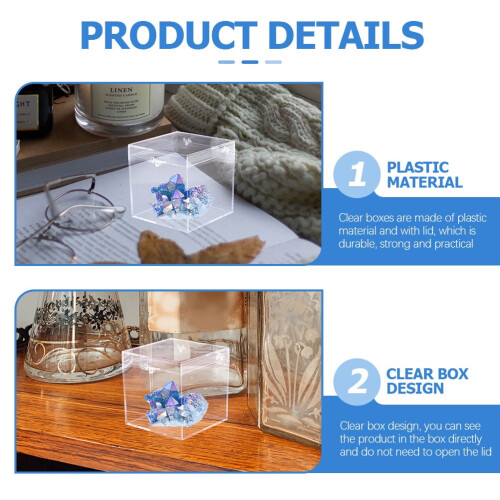 4-Piece Clear Square Plastic Storage Box Set 1