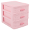 Pink Plastic Drawer Storage Box with 3 Compartments 2