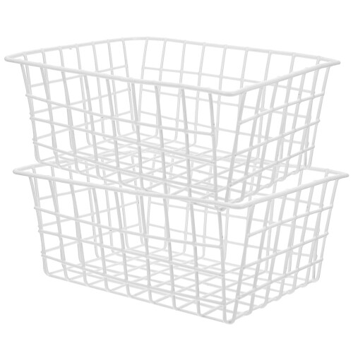Wire Freezer Storage Basket – 28 x 21 x 12 cm, White 1