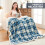 Navy Blue Plaid Sherpa Throw Blanket 60" x 80" 2