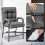 Linen Accent Chair with Ottoman and Adjustable Backrest 2