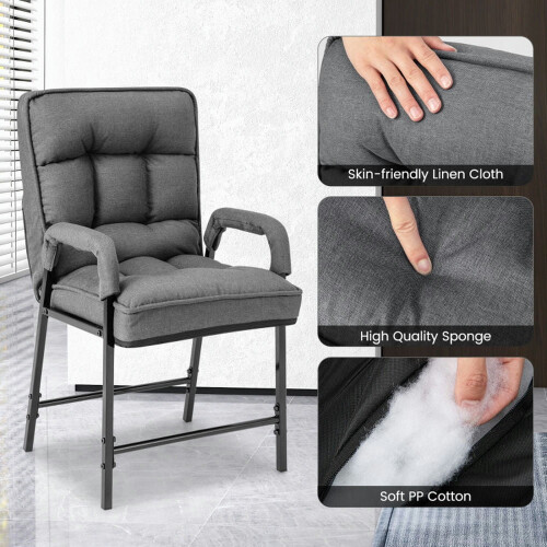Linen Accent Chair with Ottoman and Adjustable Backrest 1