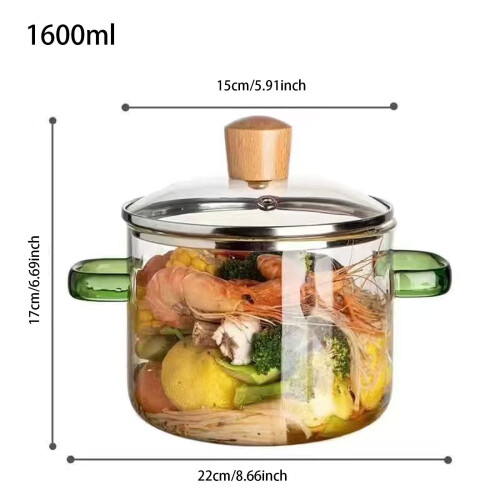 Borosilicate Glass Saucepan with Lid 1.5L 1
