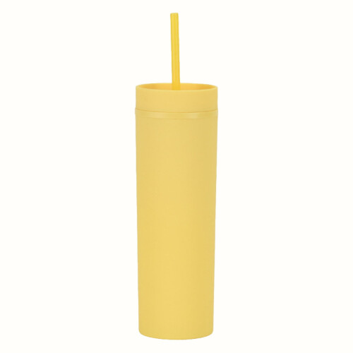 16oz Slim Double-Wall Plastic Tumbler with Lid 1