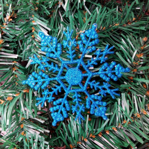 Silver Glitter Snowflake Ornaments 4 Inch 6 Pack 2