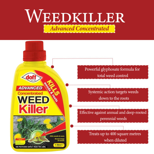 Doff Doff Advanced Weedkiller Concentrate Powerful Glyphosate Based Root Killer 1L 1