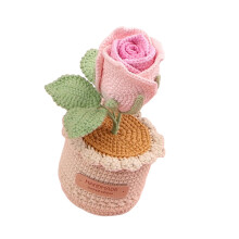 Gehäkelte Rose Topfpflanze Gestrickte Wolltopfblumenverzierung-1