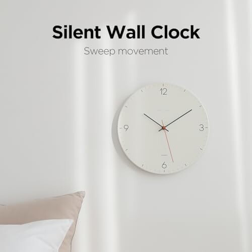 12 inch Slim Silent Wall Clock Ivory