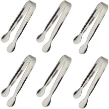 6 Mini-Servierzangen aus Edelstahl, 11 cm