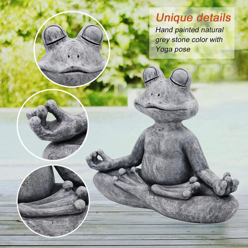 Meditating Frog Statue Resin Decor 1pc