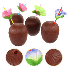 Set of 4 Coconut-Shaped PP Drinking Cups