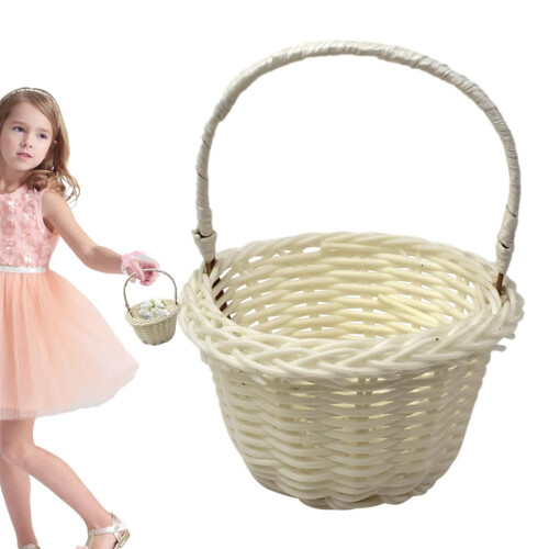 Mini Woven Flower Basket 8 x 5 cm White Plastic Wedding