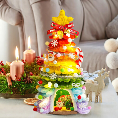 DIY Mini Christmas Tree with 20 LED Lights, 25cm